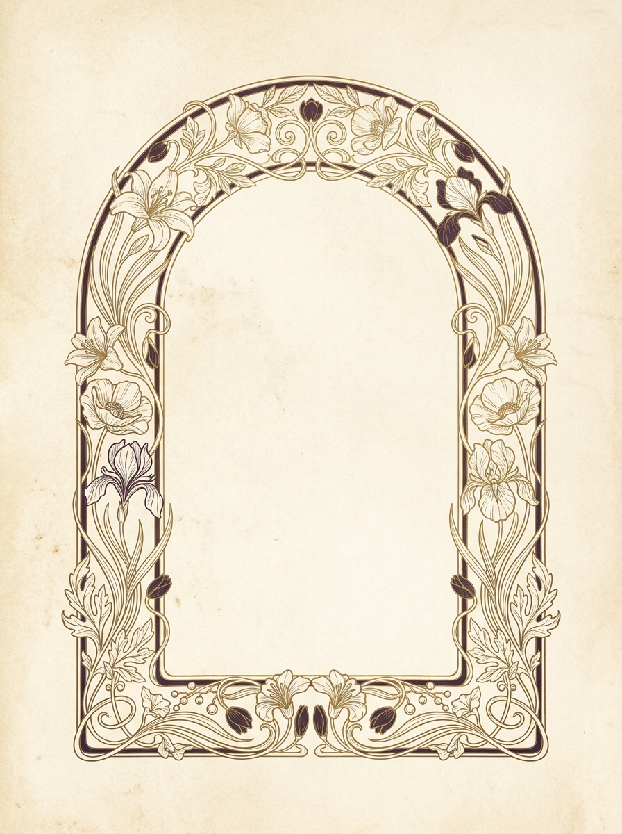 Art Nouveau 植物拱門插畫
